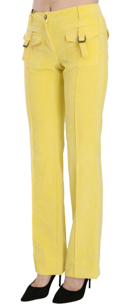 Spodnie Just Cavalli Chic Yellow Corduroy Mid Waist