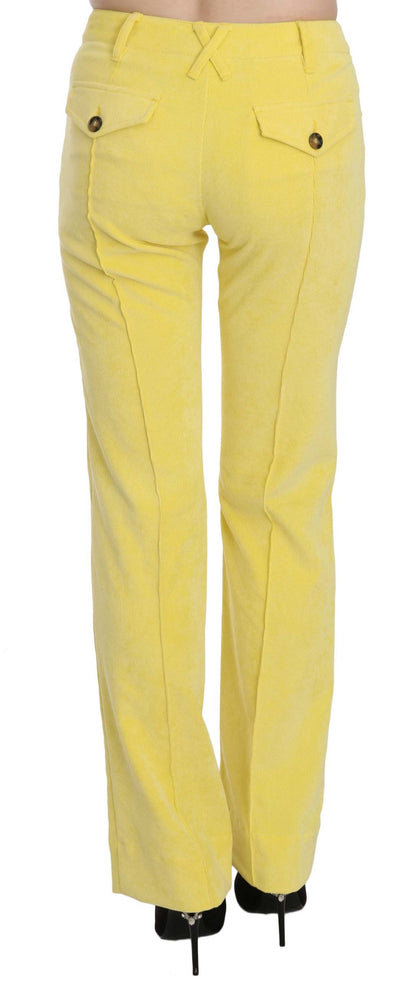 Spodnie Just Cavalli Chic Yellow Corduroy Mid Waist