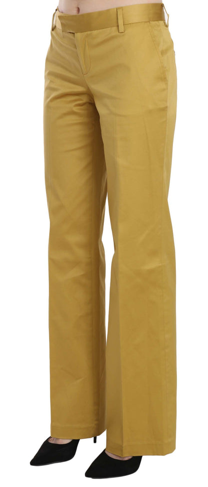 Spodnie bawełniane Just Cavalli Mustard Mid Waist Tailored