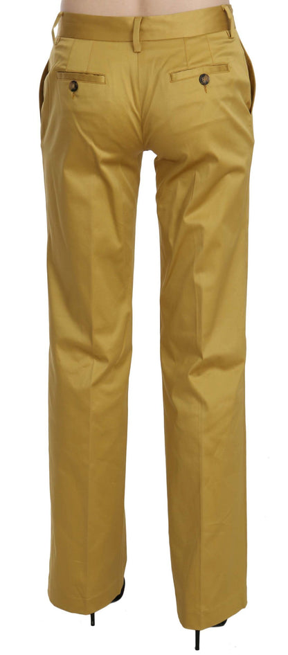 Spodnie bawełniane Just Cavalli Mustard Mid Waist Tailored