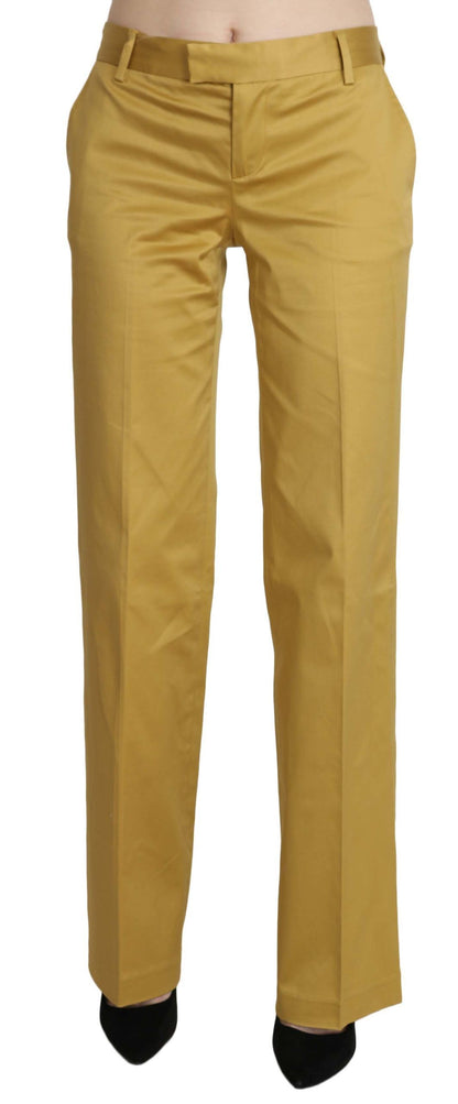 Spodnie bawełniane Just Cavalli Mustard Mid Waist Tailored