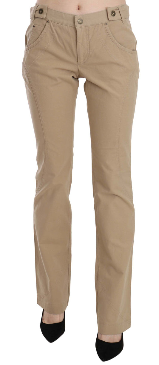 Spodnie Just Cavalli Beige Mid Waist Straight Leg