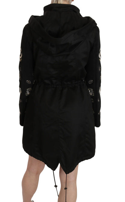 Kurtka parka John Richmond Elegant Black Beaded dla kobiet