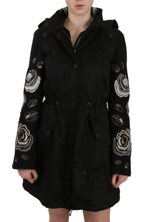 Kurtka parka John Richmond Elegant Black Beaded dla kobiet