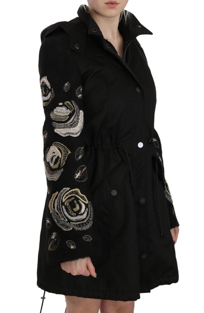 Kurtka parka John Richmond Elegant Black Beaded dla kobiet