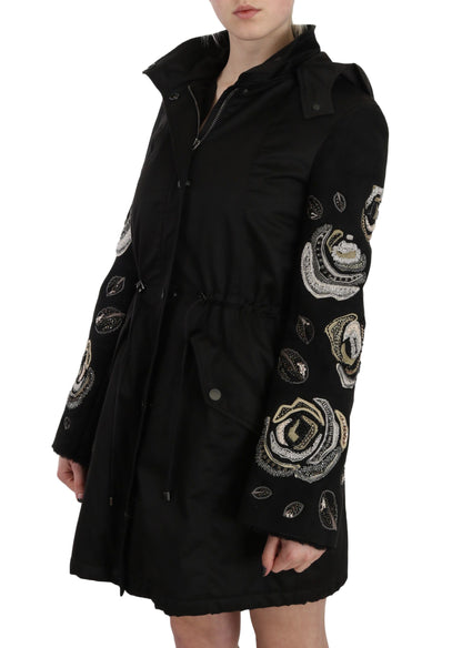 Kurtka parka John Richmond Elegant Black Beaded dla kobiet