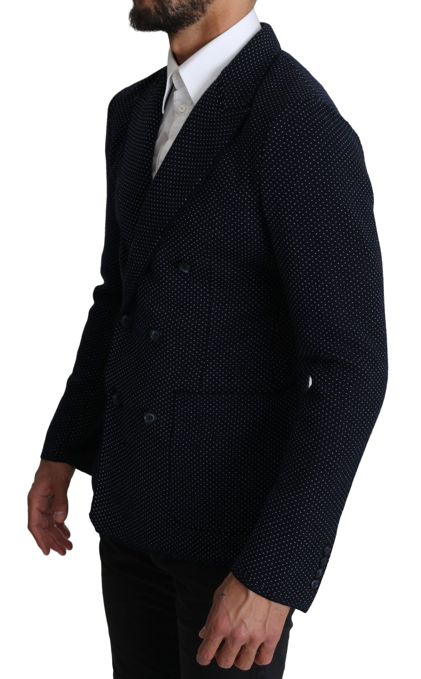 Dolce &amp; Gabbana Elegancka Granatowa W Kropki Slim-Fit Blazer