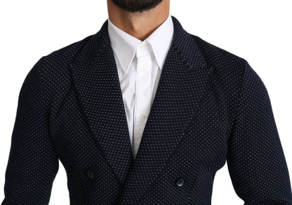 Dolce &amp; Gabbana Elegancka Granatowa W Kropki Slim-Fit Blazer