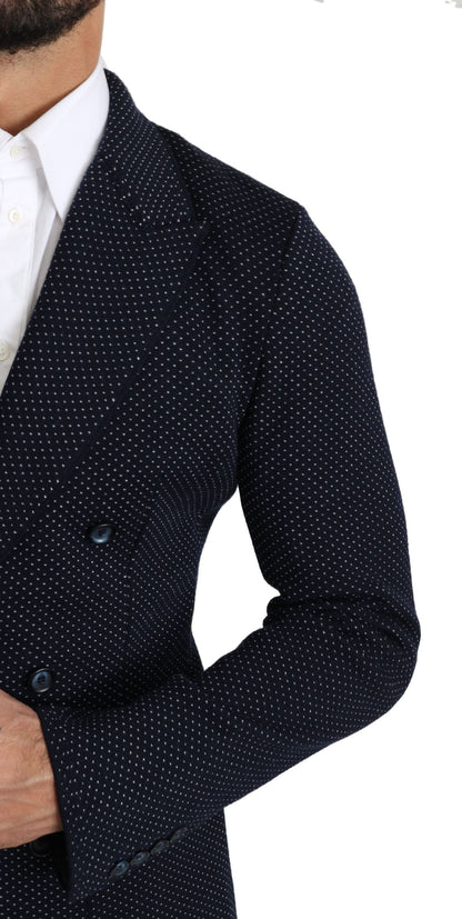 Dolce &amp; Gabbana Elegancka Granatowa W Kropki Slim-Fit Blazer