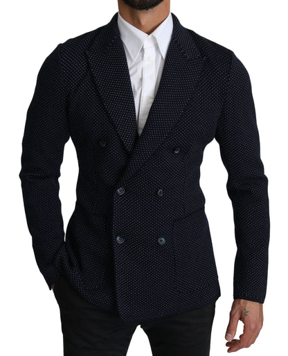 Dolce &amp; Gabbana Elegancka Granatowa W Kropki Slim-Fit Blazer