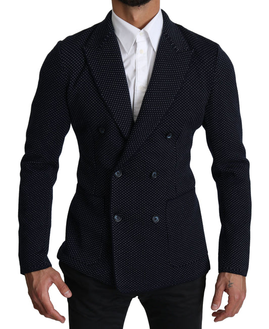 Dolce &amp; Gabbana Elegancka Granatowa W Kropki Slim-Fit Blazer