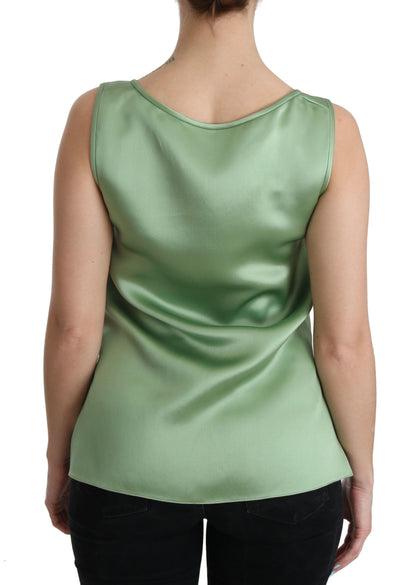 Dolce & Gabbana Elegant Silk Sleeveless Top in Light Mint Green