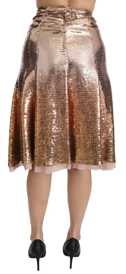 Spódnica Dolce &amp; Gabbana Gold Sequin High Waist