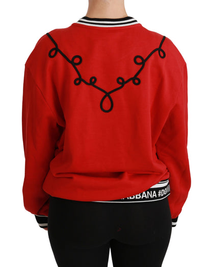 Dolce &amp; Gabbana Radiant Red Sequined Crew Neck Sweter