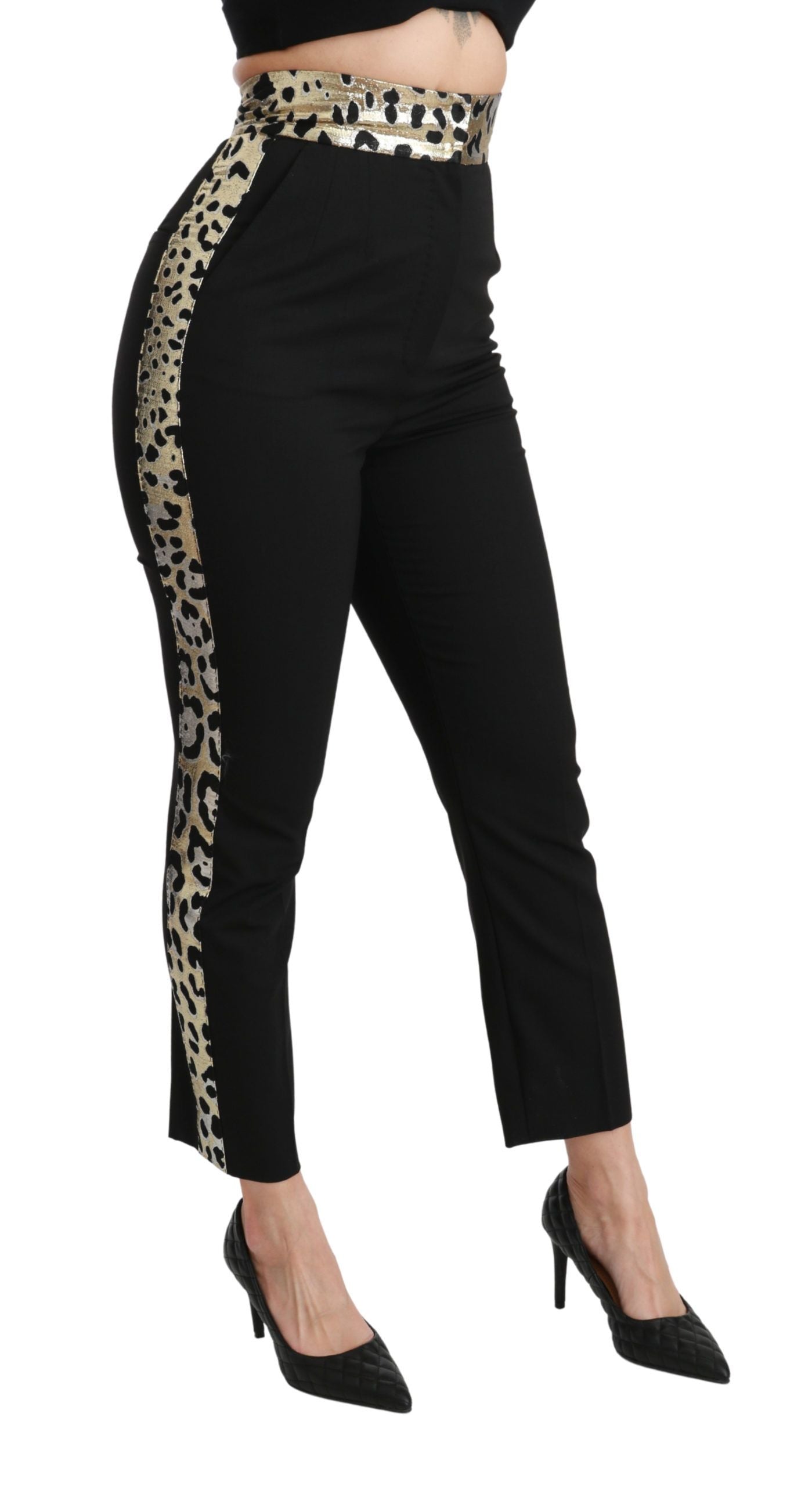 Spodnie Dolce &amp; Gabbana Gold Leopard Jacquard High Waist