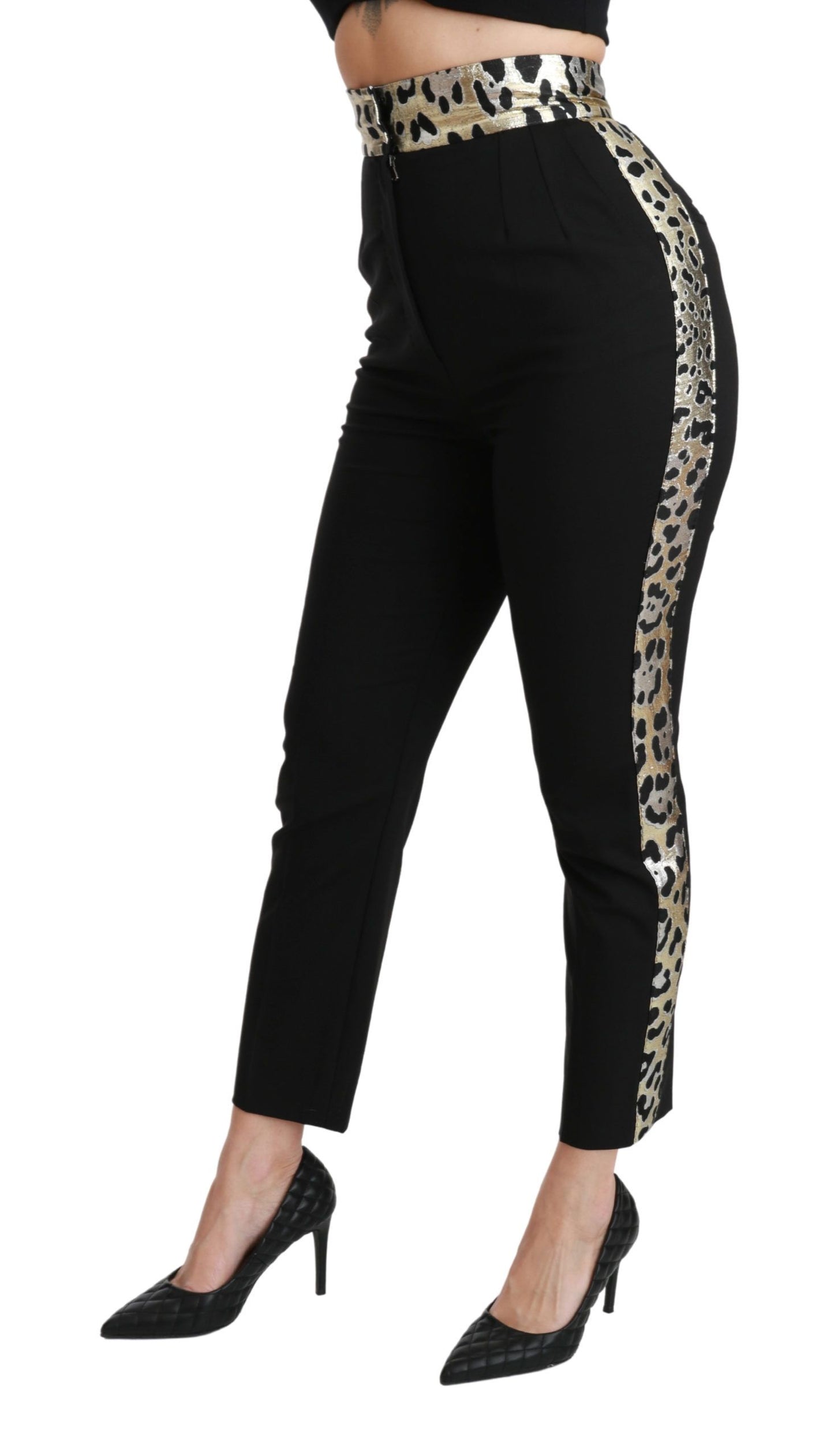 Spodnie Dolce &amp; Gabbana Gold Leopard Jacquard High Waist