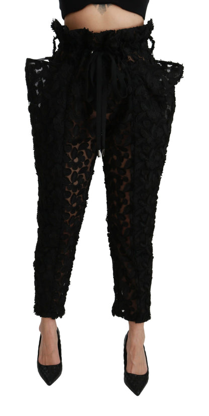 Spodnie Dolce &amp; Gabbana Chic Tapered High Waist Lace