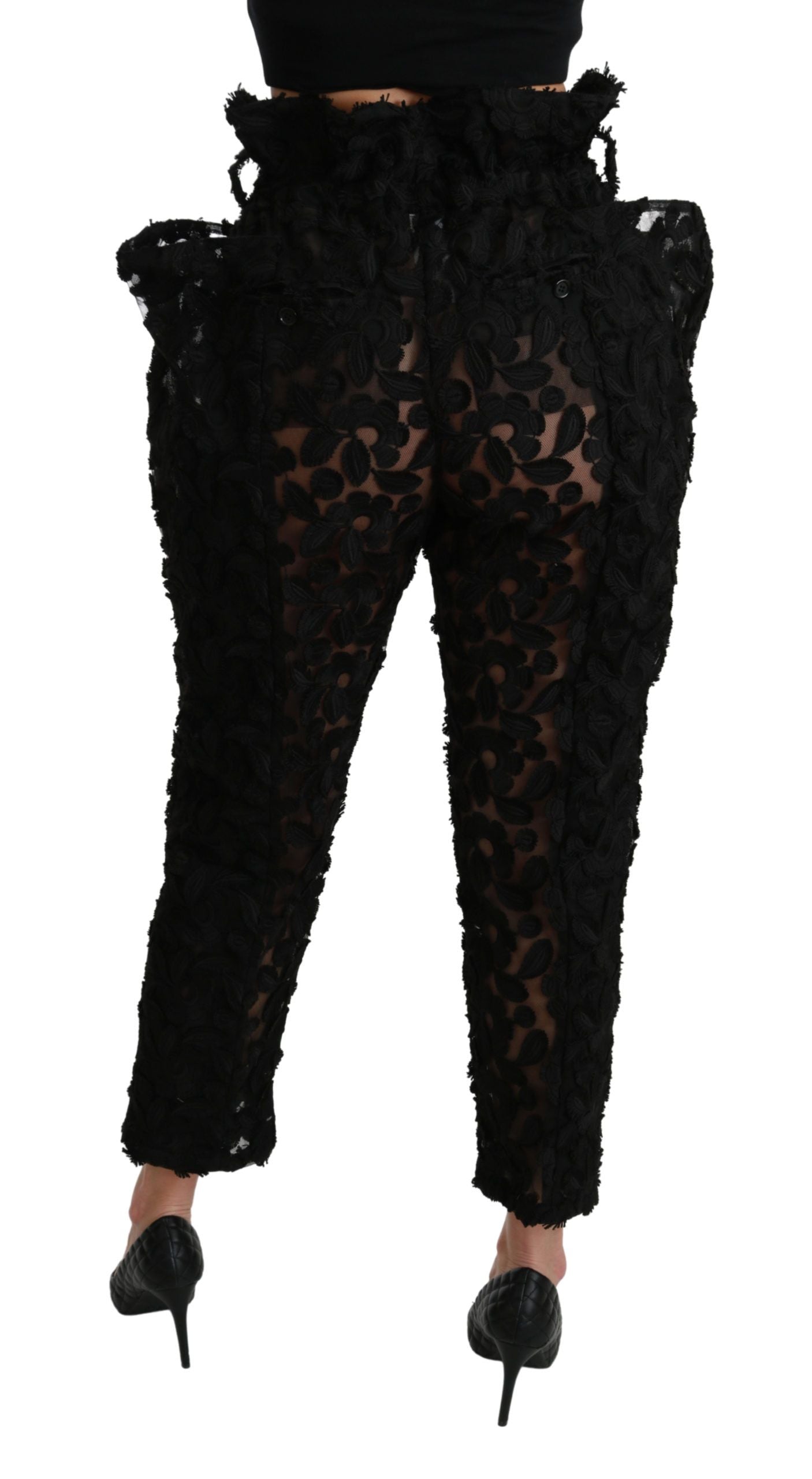 Spodnie Dolce &amp; Gabbana Chic Tapered High Waist Lace