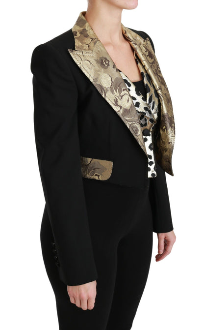 Dolce &amp; Gabbana Opulent Black Gold Floral Jacket i zestaw kamizelek