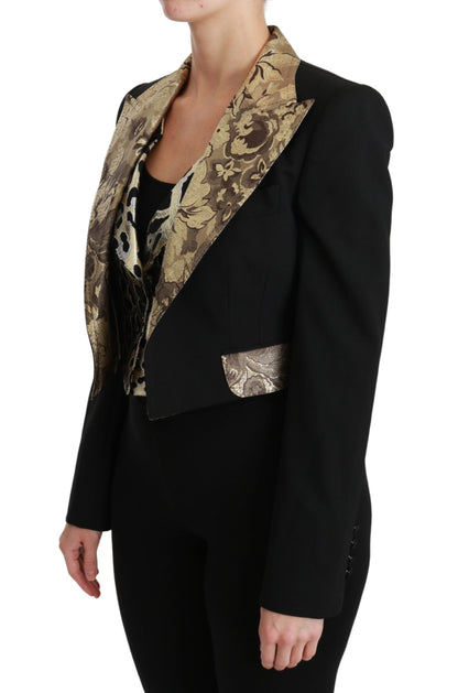 Dolce &amp; Gabbana Opulent Black Gold Floral Jacket i zestaw kamizelek