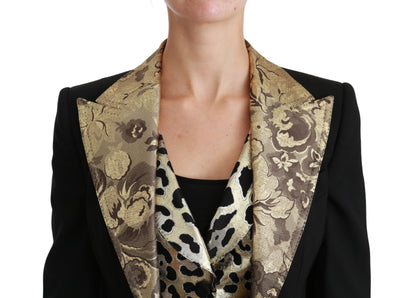 Dolce &amp; Gabbana Opulent Black Gold Floral Jacket i zestaw kamizelek