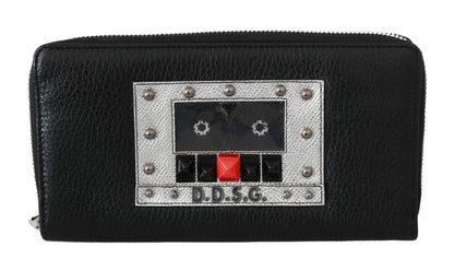 Dolce &amp; Gabbana Elegancki czarny skórzany portfel Continental Zip