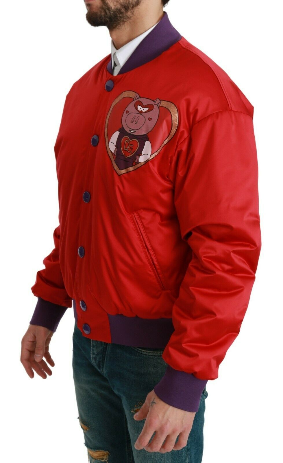 Kurtka typu bomber Dolce &amp; Gabbana Vibrant Red z wielokolorowym motywem