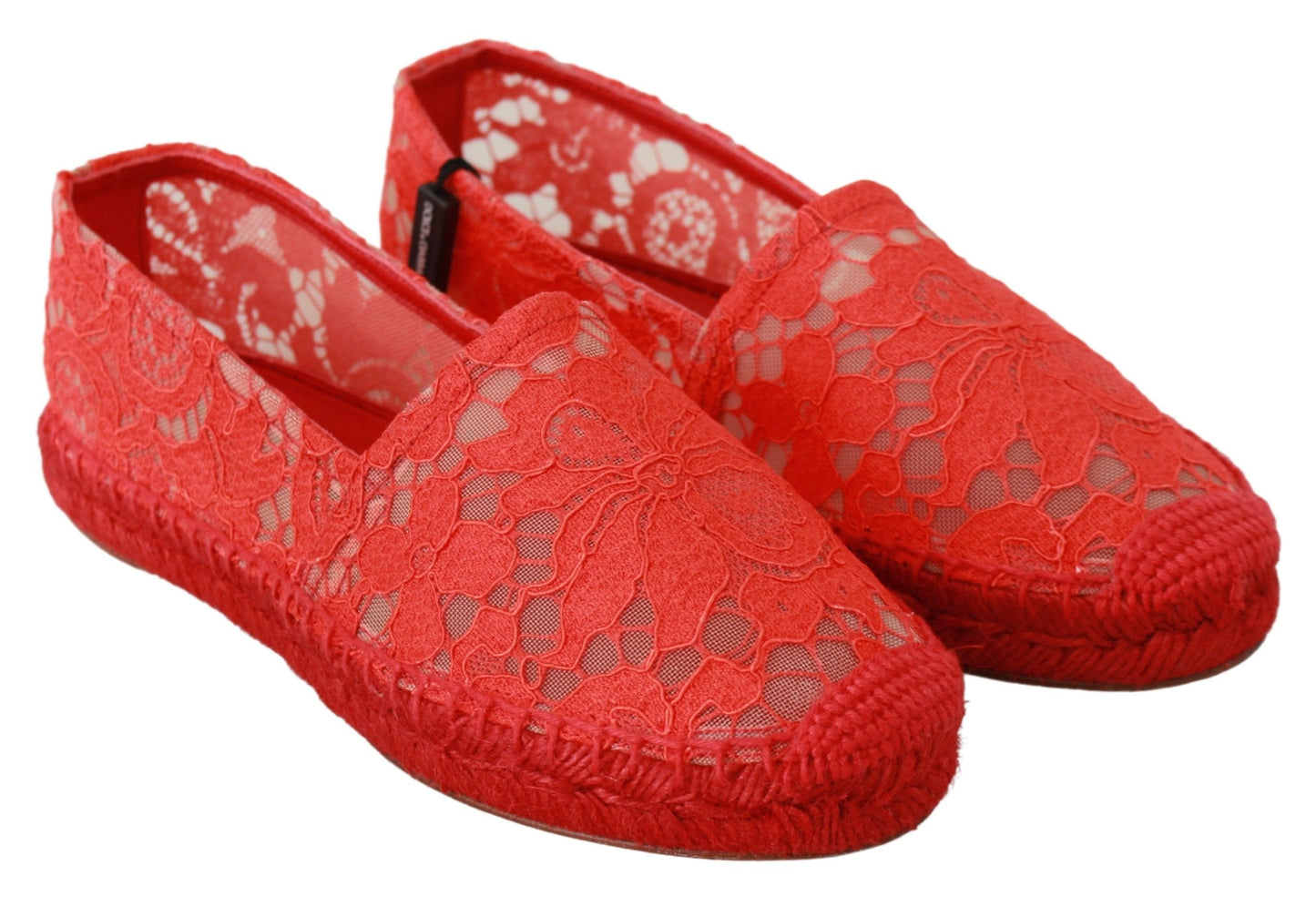 Dolce &amp; Gabbana Czerwone wiskozowe espadryle płaskie buty