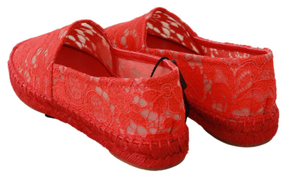 Dolce &amp; Gabbana Czerwone wiskozowe espadryle płaskie buty