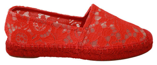 Dolce &amp; Gabbana Czerwone wiskozowe espadryle płaskie buty