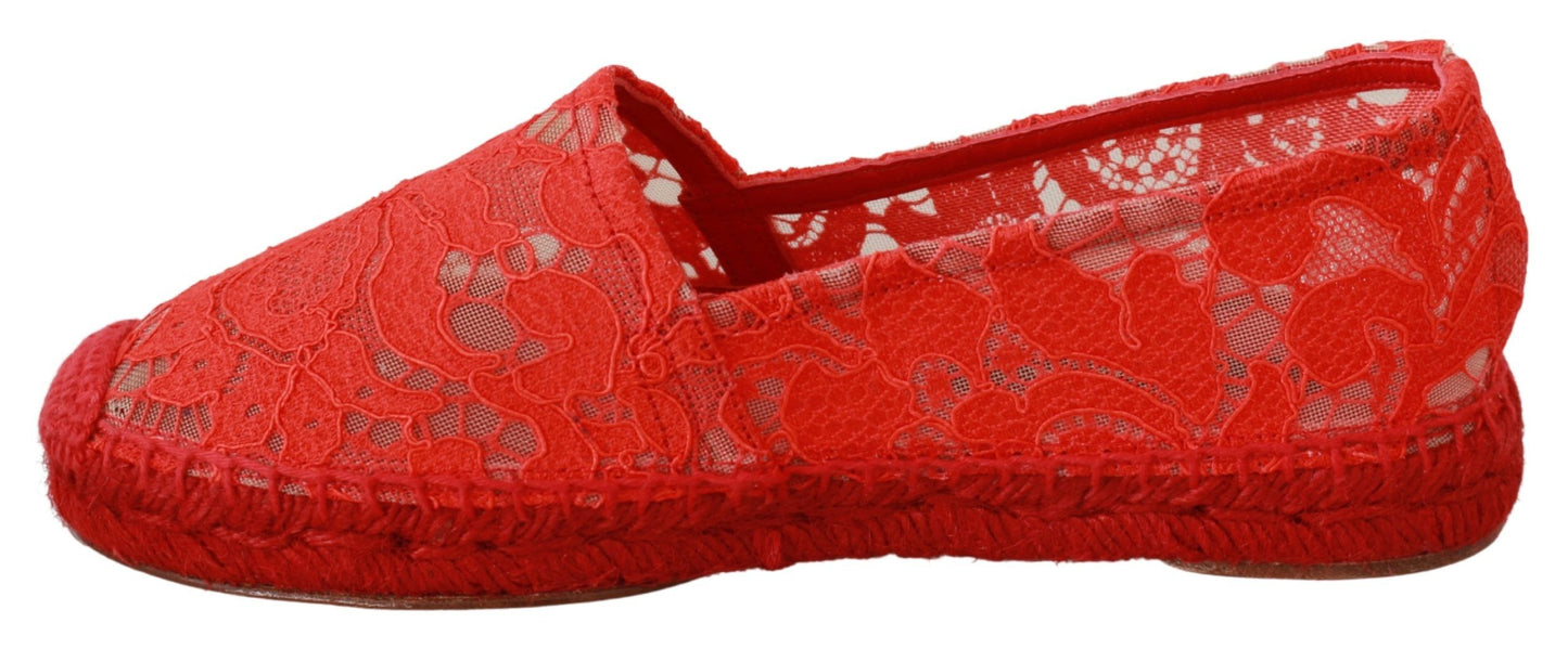 Dolce &amp; Gabbana Czerwone wiskozowe espadryle płaskie buty