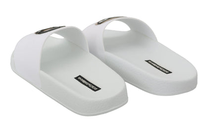 Dolce &amp; Gabbana Chic White Slide Sandały - Luksusowe Obuwie Letnie