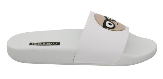 Dolce &amp; Gabbana Chic White Slide Sandały - Luksusowe Obuwie Letnie