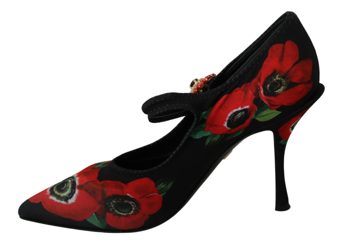 Dolce &amp; Gabbana Floral Mary Janes Pumps z kryształowymi zdobieniami