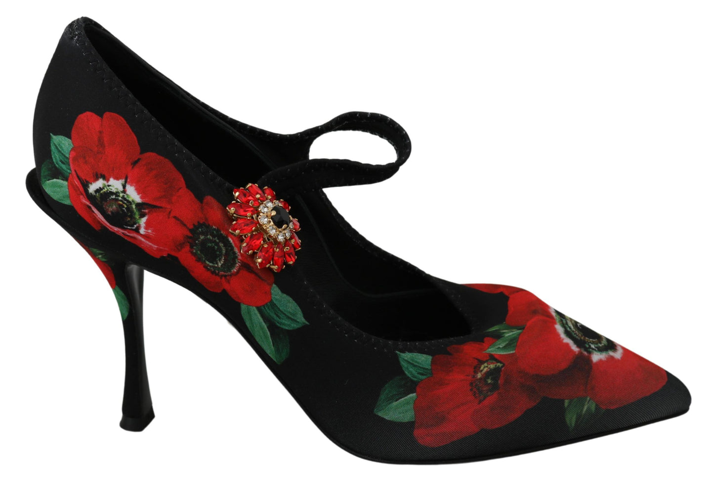 Dolce &amp; Gabbana Floral Mary Janes Pumps z kryształowymi zdobieniami