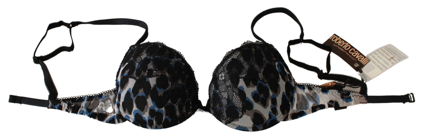 Elegancki czarny koronkowy biustonosz Reggiseno Roberto Cavalli