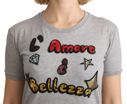 Dolce &amp; Gabbana T-shirt bawełniany z cekinami