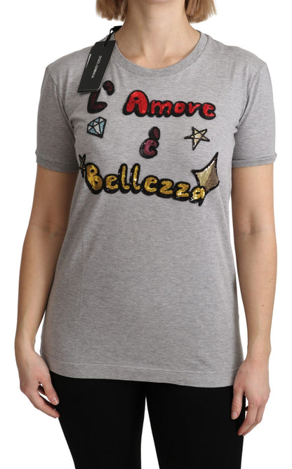 Dolce &amp; Gabbana T-shirt bawełniany z cekinami