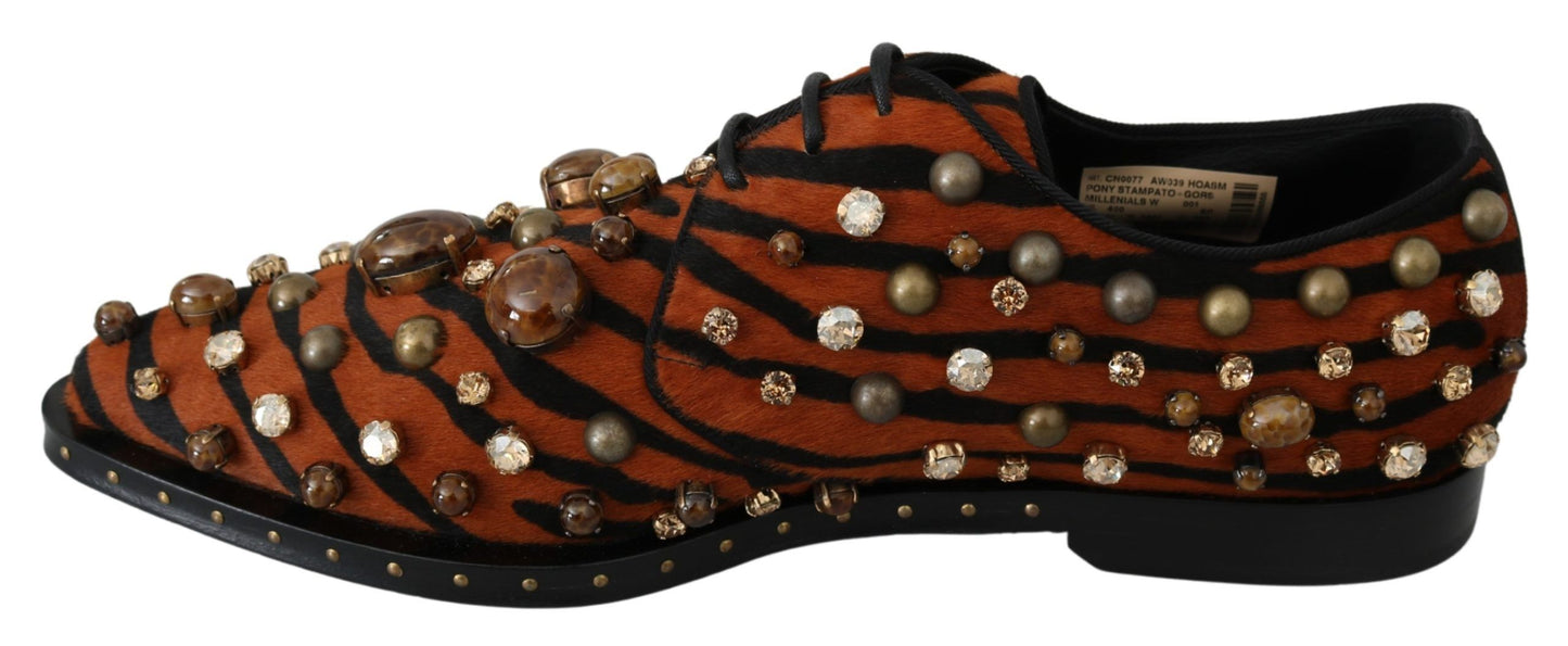 Dolce & Gabbana Tiger Pattern Crystal Embellished Flats