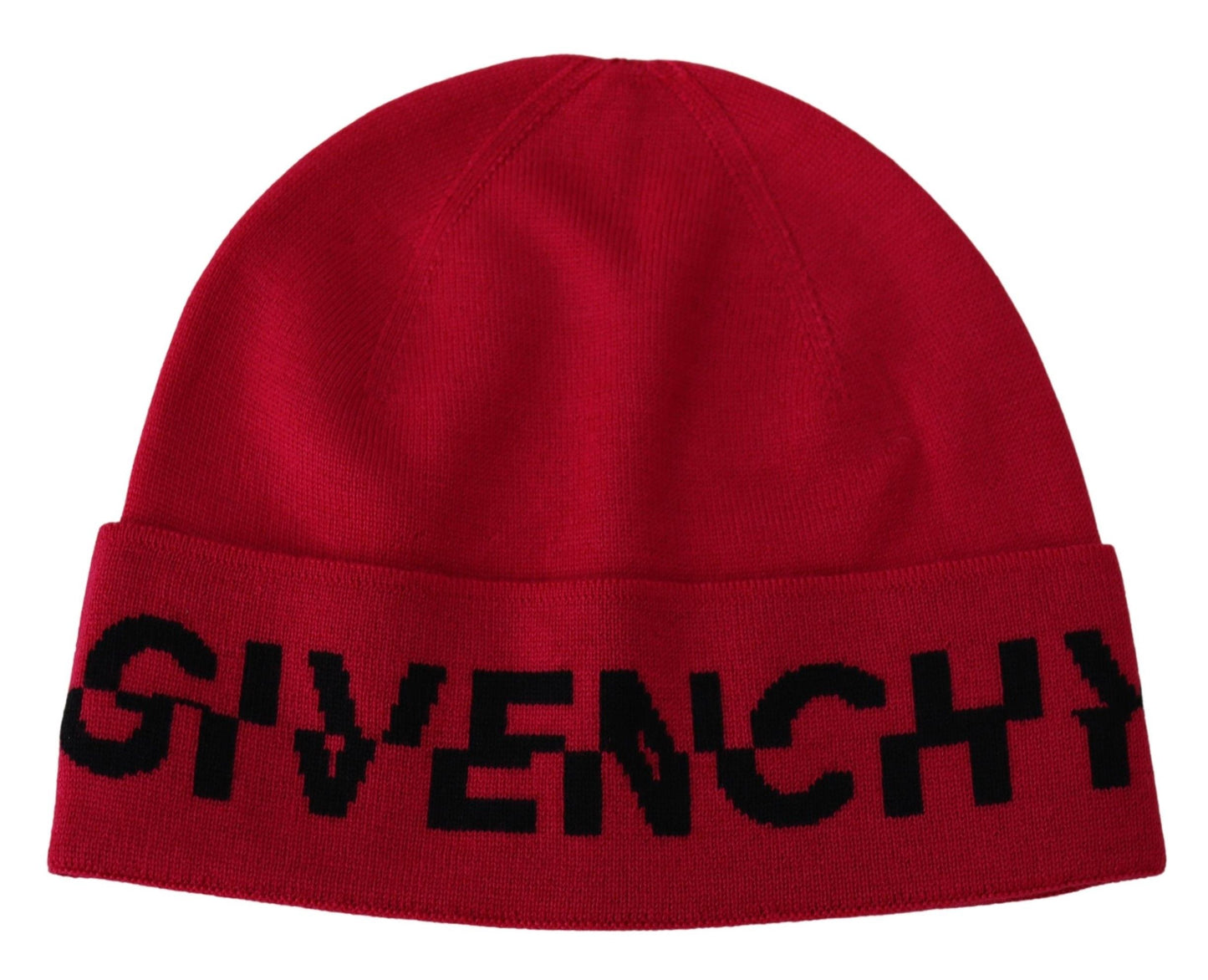 Elegancki wełniany beanie Givenchy z charakterystycznym kontrastowym logo