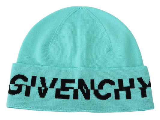 Czapka wełniana Givenchy Aquamarine Green z logo