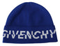 Givenchy Chic Unisex Wełniana Czapka Beanie w Kolorze Kobaltowym z Logo