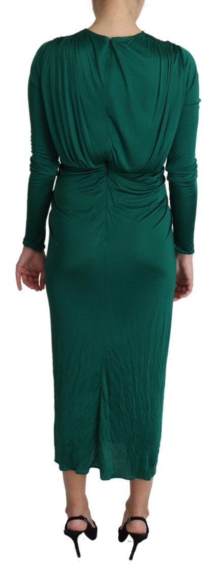 Dolce & Gabbana Emerald Elegance Bodycon Midi Dress