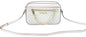 Michael Kors Jet Set Item Large East West Signature Leather Zip Chain Crossbody Handbag (Vanilla PVC/Powder Blush)