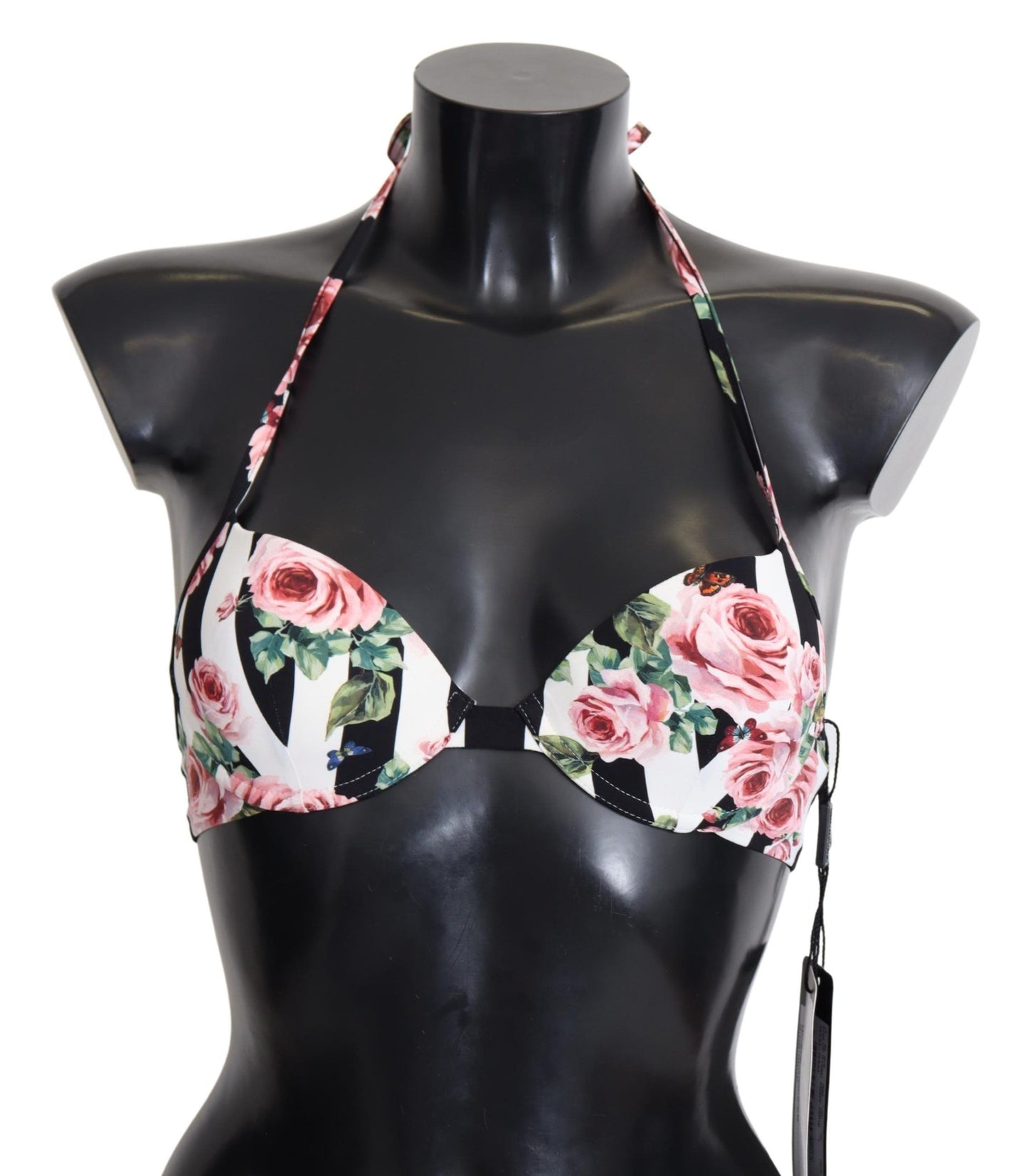 Dolce &amp; Gabbana Chic Rose Print Bikini Top na eleganckie plażowe dni