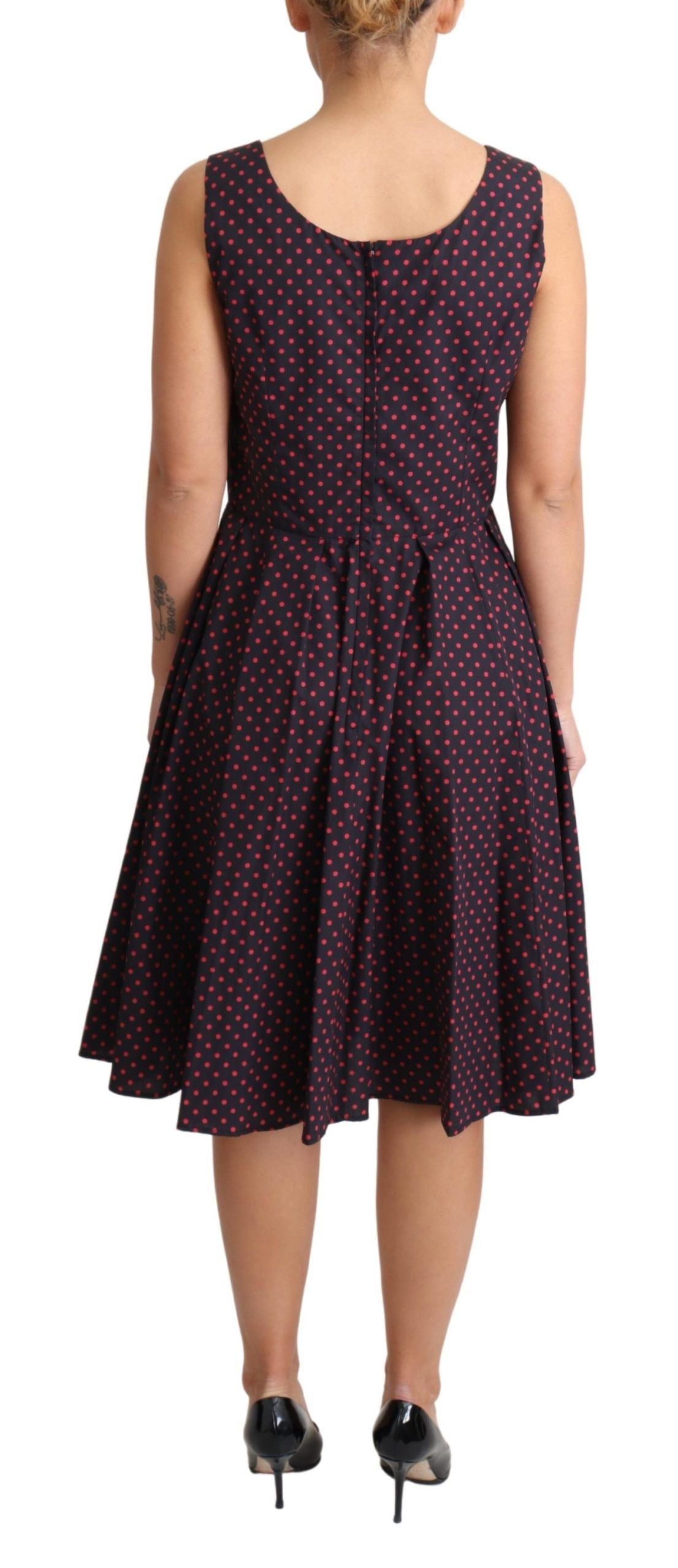 Dolce &amp; Gabbana Chic Polka Dotted A-Line Sukienka Bez Rękawów