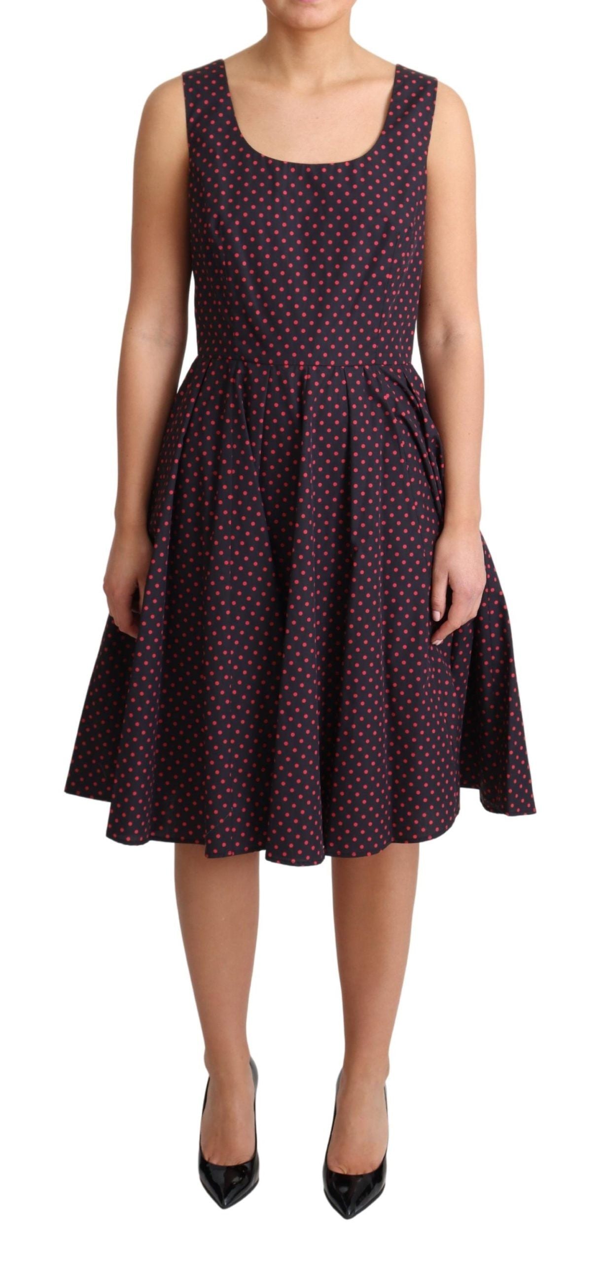 Dolce &amp; Gabbana Chic Polka Dotted A-Line Sukienka Bez Rękawów