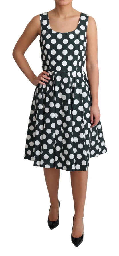 Dolce &amp; Gabbana Chic Polka Dot A-line sukienka bez rękawów