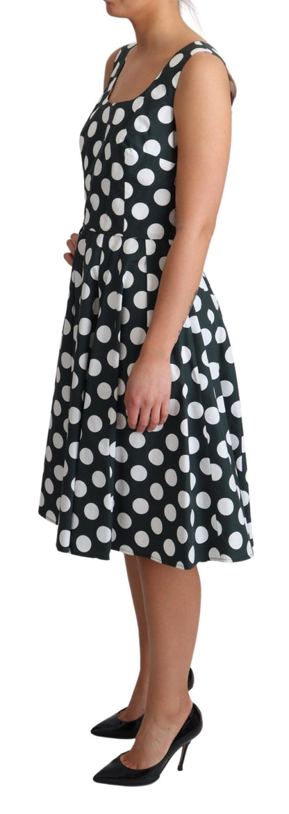 Dolce &amp; Gabbana Chic Polka Dot A-line sukienka bez rękawów