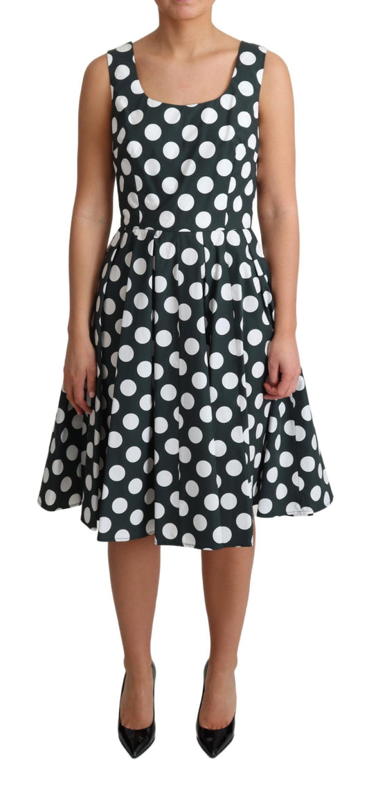 Dolce &amp; Gabbana Chic Polka Dot A-line sukienka bez rękawów